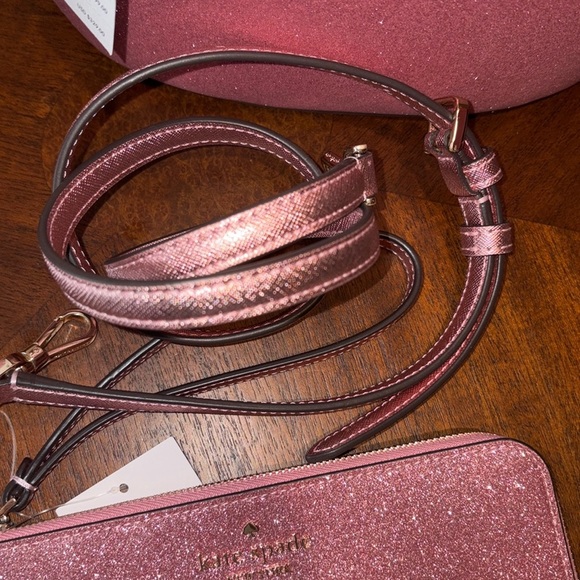 Kate Spade  Glitter mini tote  wristlet
Card holder  Mitten Pink 3 piece set NWT - Picture 10 of 17